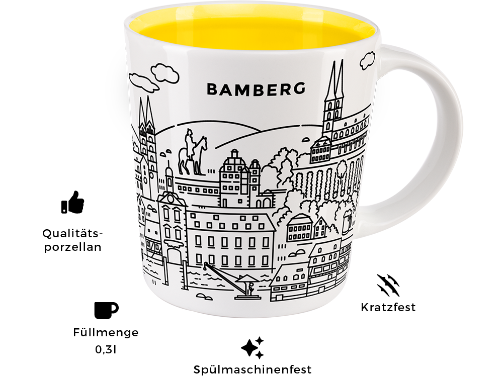 Bamberg Tasse - Qualitätsporzellan - Spülmaschinenfest - Kratzfest